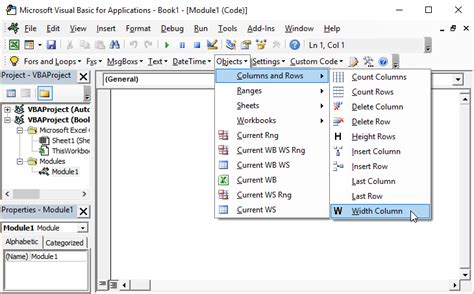 Excel Column Width VBA Example 1