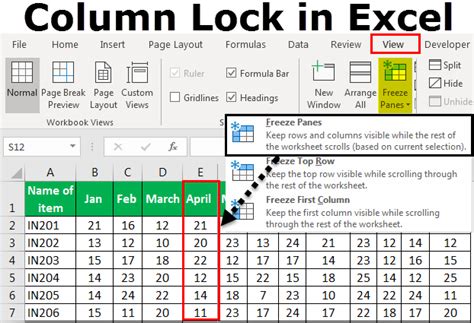 Locked Columns in Excel