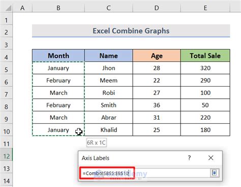 Combined graphs in Excel