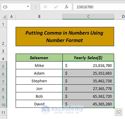 Excel Commas Formatting Example 7