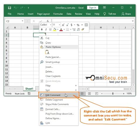 Excel Comment Box