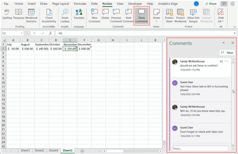 Excel Comment View