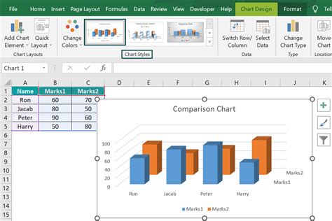 Excel comparison results