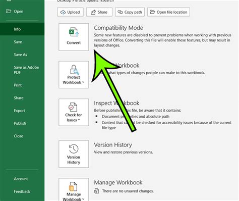 Excel compatibility mode