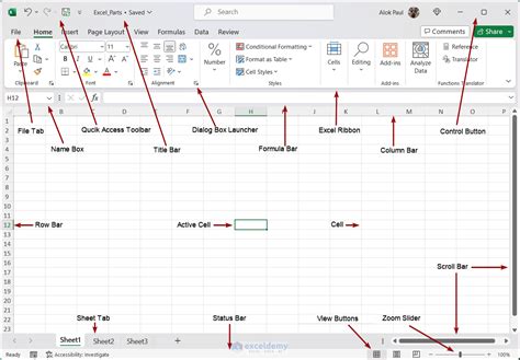 Excel window components