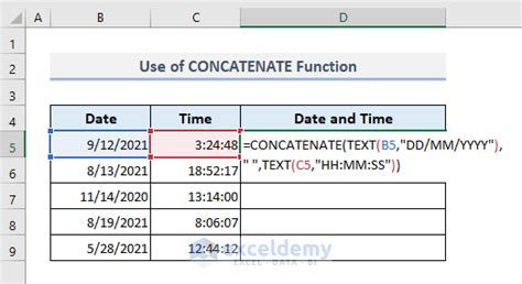 Concatenating date and time in Excel