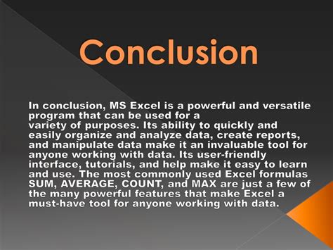 Excel Conclusion