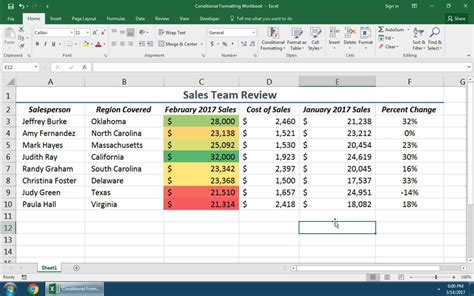 Excel conditional formatting rules