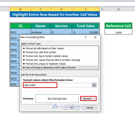 Excel Conditional Formatting Based on Another Cell