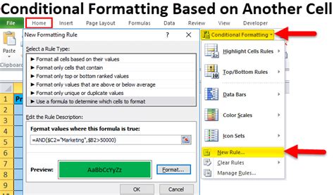 Excel Conditional Formatting Based On Another Cell Example