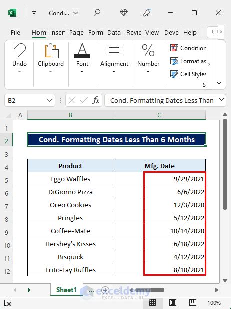 Excel Conditional Formatting for Dates Example 3