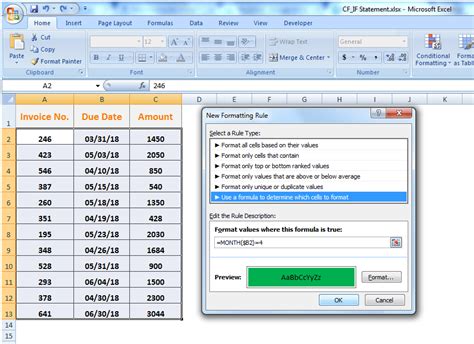 Excel Conditional Formatting with NOT Function