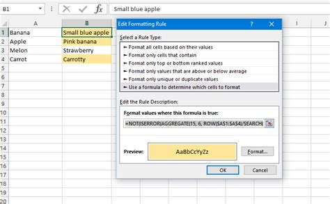 Excel Conditional Formatting with Text Contains Formula