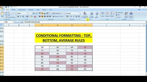 Excel Conditional Formatting Top Bottom