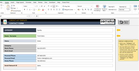 Excel Contact Template