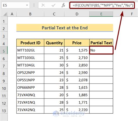 Excel Contains Partial Text Formula