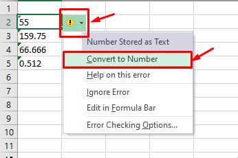 Excel Convert to Number