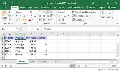 Excel Copy Cells Range