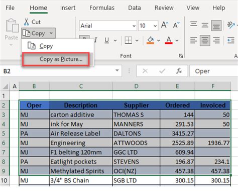 Copying data in Excel using copy and paste function