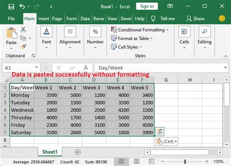 Excel Copy Data Technique