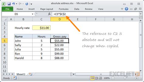 Excel Copy Formula Absolute Reference