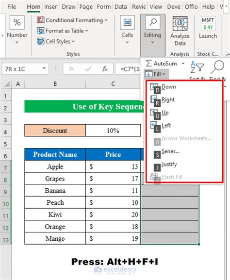 Excel Copy Formula Shortcut