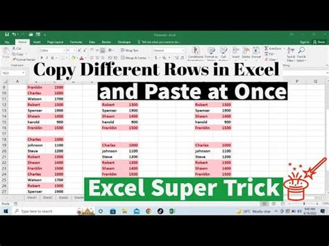 Excel Copy Multiple Rows using Copy Paste Function