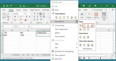 Excel Copy and Paste Formulas