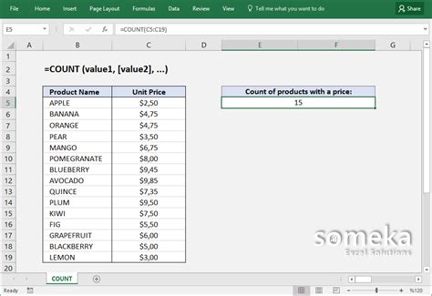 Excel Count Cells Example 1