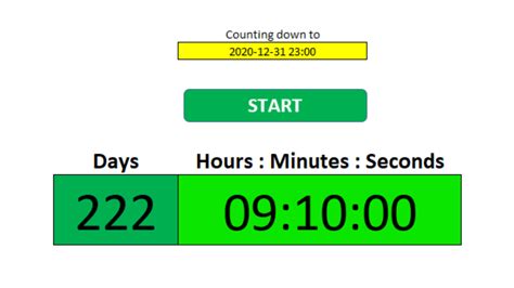 Excel Countdown Example