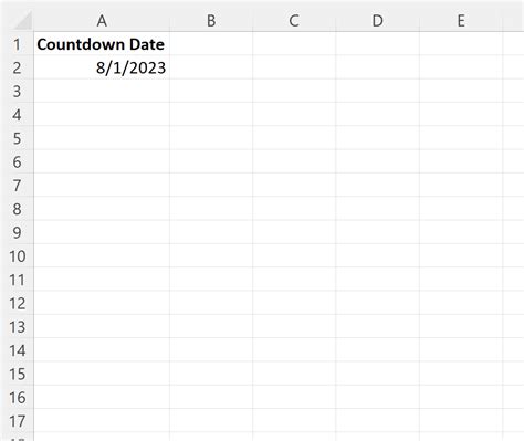 Excel Countdown to Date Basics