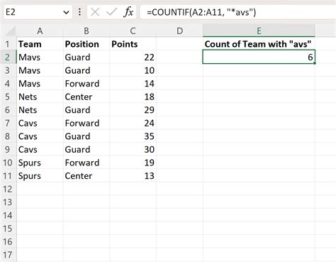 Excel COUNTIF Formula With Wildcards