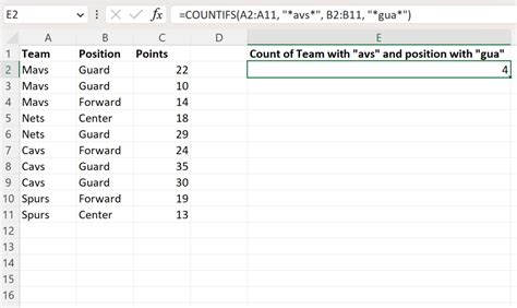 Excel COUNTIFS wildcards