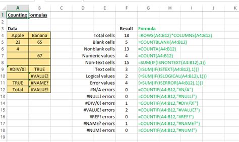 Best practices for counting cells in Excel