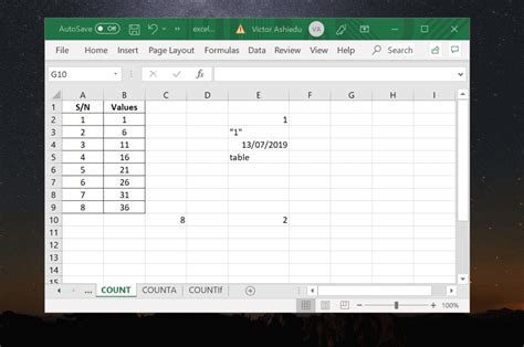 Excel counting gallery 1