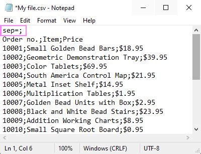 Excel CSV Delimiter