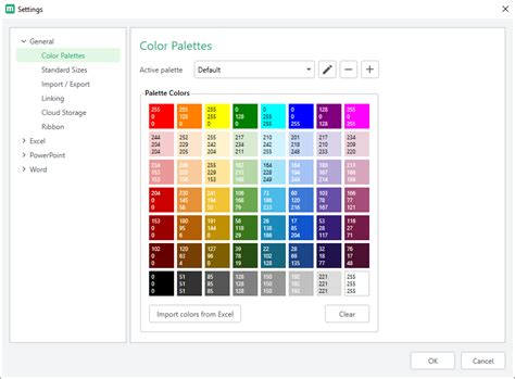 Excel Custom Colors Gallery