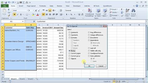 Data Analysis in Excel with Empty Cells