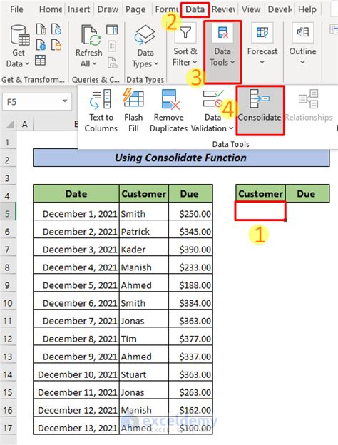 Excel Data Consolidation Methods