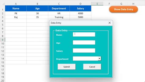 Entering Data in Excel using Arrows