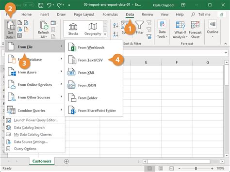 Excel data export options