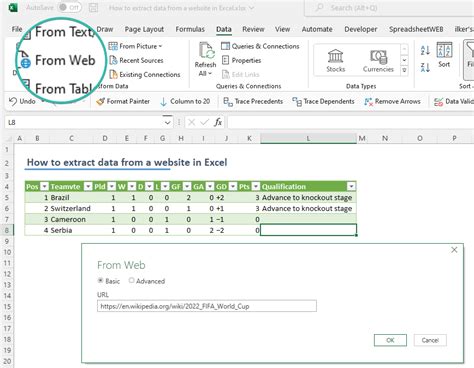 Excel Data from Web Feature