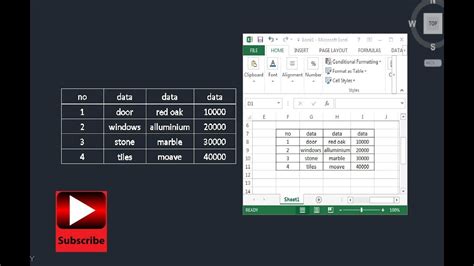 Excel data in CAD software