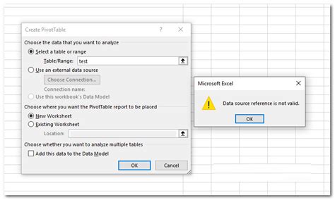 Excel data source reference error