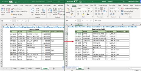 Transferring Data in Excel