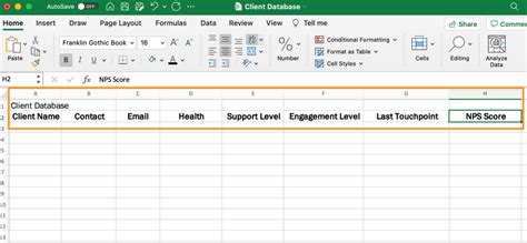 Excel database template