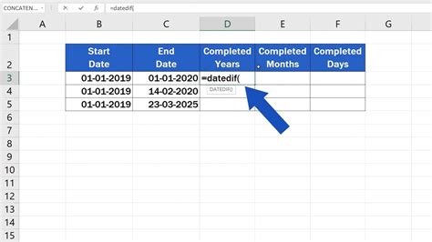 MONTH and YEAR functions example