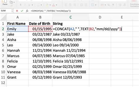 Excel Date Concatenation using CONCATENATE