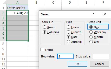 Excel Date Filling Example 1