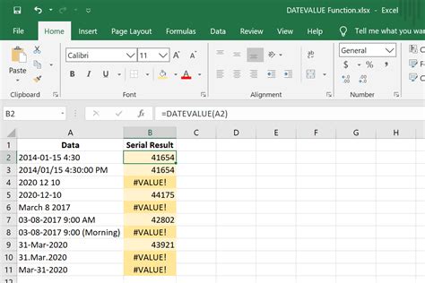 Excel Date Format DATEVALUE